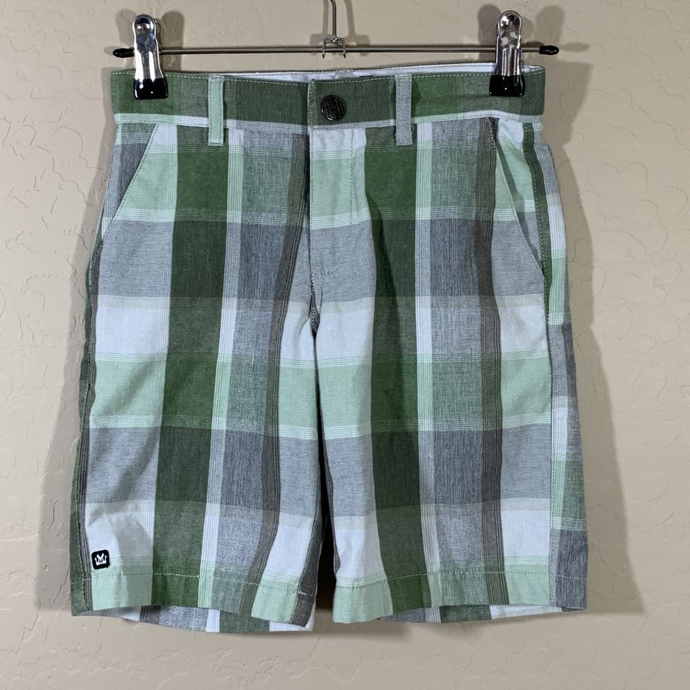 Micros Boys Shorts Size 5 Green Plaid Polyester Blend